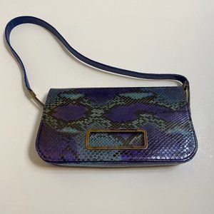 Vintage Stuart Weitzman Blue Green Python Snakeskin Shoulder Bag Purse Handbag